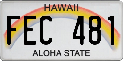 HI license plate FEC481