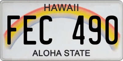 HI license plate FEC490