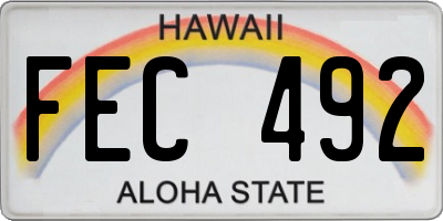 HI license plate FEC492