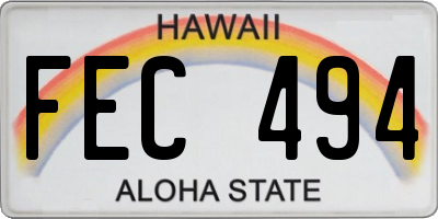 HI license plate FEC494