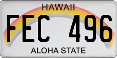 HI license plate FEC496