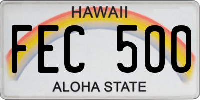 HI license plate FEC500