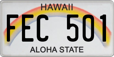 HI license plate FEC501