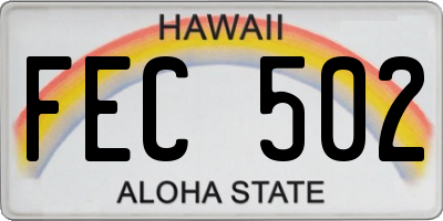 HI license plate FEC502