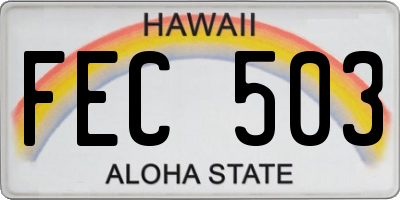 HI license plate FEC503