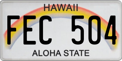 HI license plate FEC504