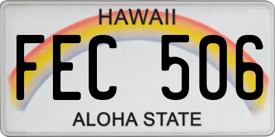 HI license plate FEC506