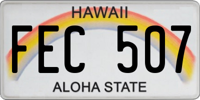 HI license plate FEC507