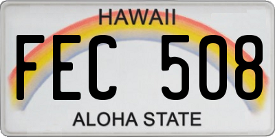 HI license plate FEC508