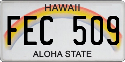 HI license plate FEC509