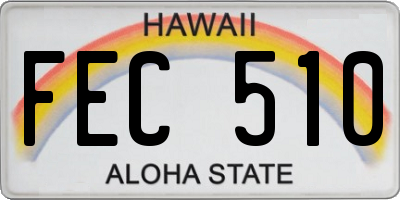 HI license plate FEC510