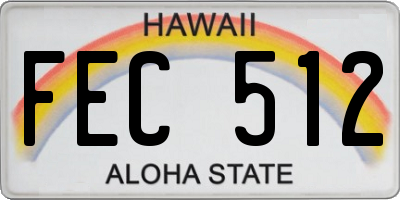 HI license plate FEC512