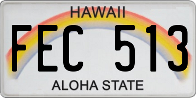 HI license plate FEC513