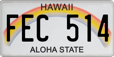 HI license plate FEC514