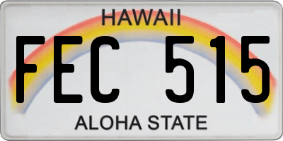 HI license plate FEC515