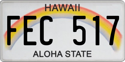 HI license plate FEC517