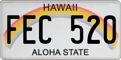 HI license plate FEC520