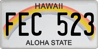 HI license plate FEC523