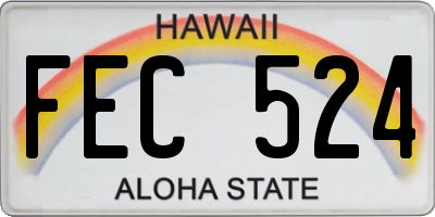 HI license plate FEC524