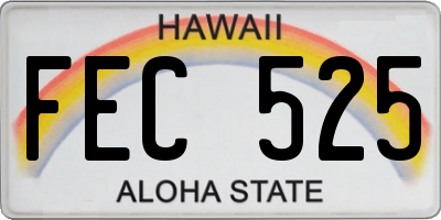 HI license plate FEC525