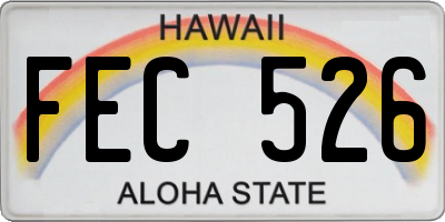 HI license plate FEC526