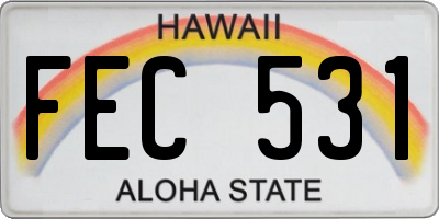 HI license plate FEC531