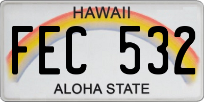 HI license plate FEC532