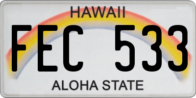 HI license plate FEC533