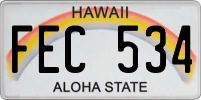 HI license plate FEC534