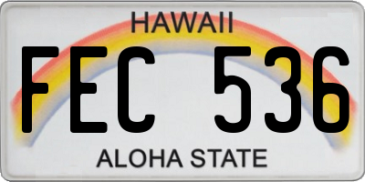 HI license plate FEC536