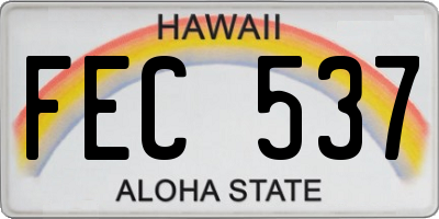 HI license plate FEC537