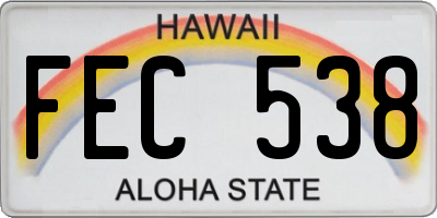 HI license plate FEC538