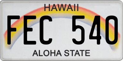 HI license plate FEC540