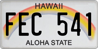 HI license plate FEC541