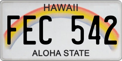 HI license plate FEC542