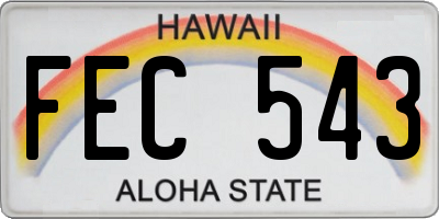 HI license plate FEC543