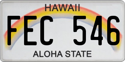 HI license plate FEC546