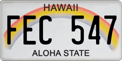 HI license plate FEC547