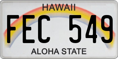 HI license plate FEC549