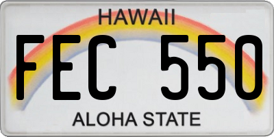 HI license plate FEC550
