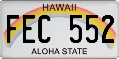 HI license plate FEC552