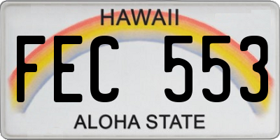 HI license plate FEC553