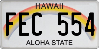 HI license plate FEC554