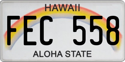 HI license plate FEC558