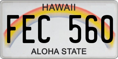 HI license plate FEC560