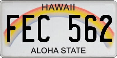 HI license plate FEC562