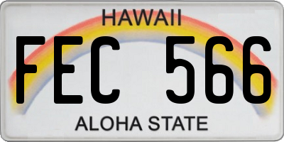 HI license plate FEC566