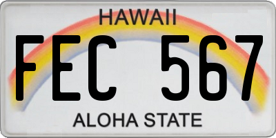 HI license plate FEC567