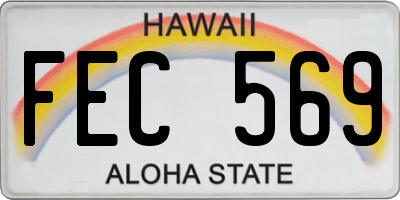 HI license plate FEC569