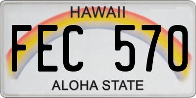 HI license plate FEC570